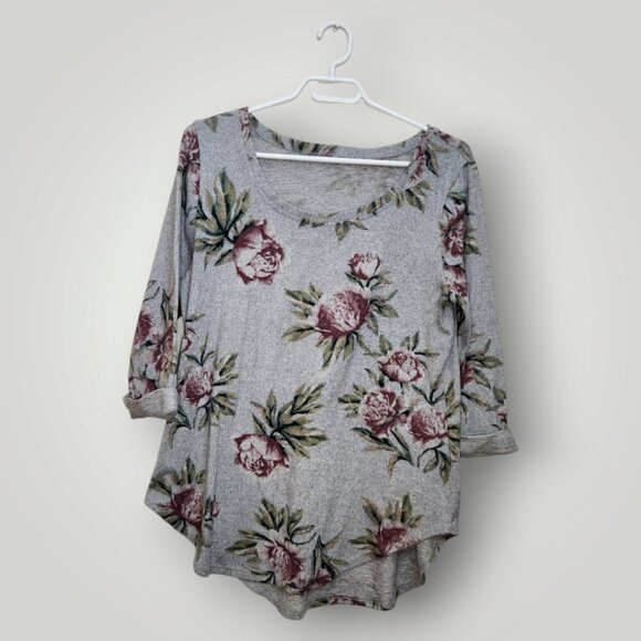 WOMENS GREY FLORAL SHIRT SIZE L - XL - Picture 1 of 4